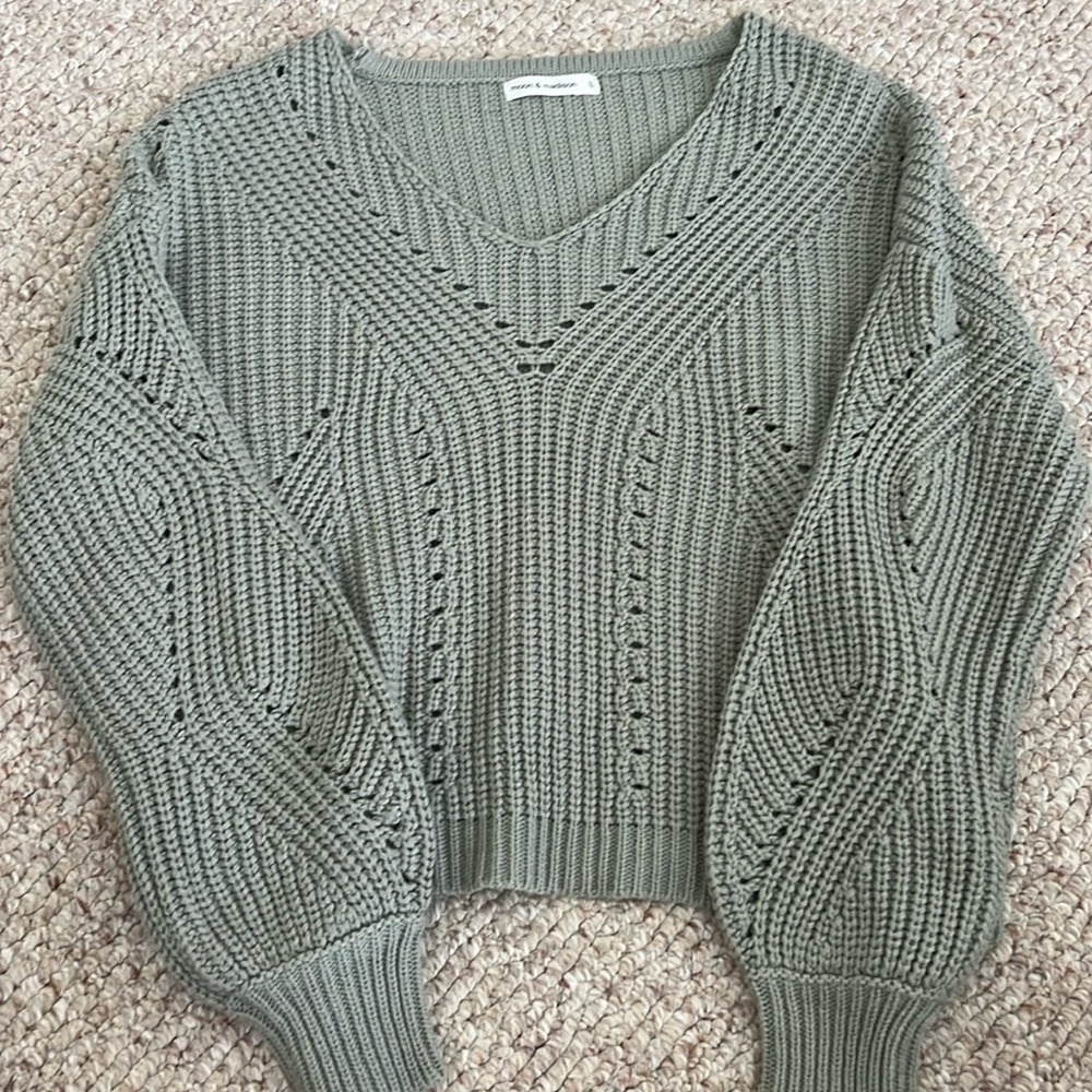 Sage V-Neck/Off-The-Shoulder Sweater